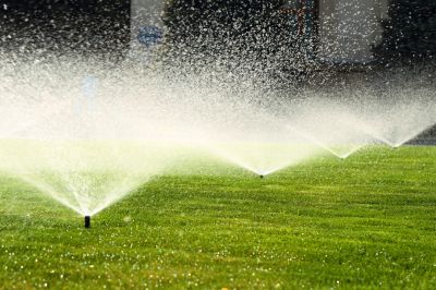 Wide View of Lawn Sprinkler System